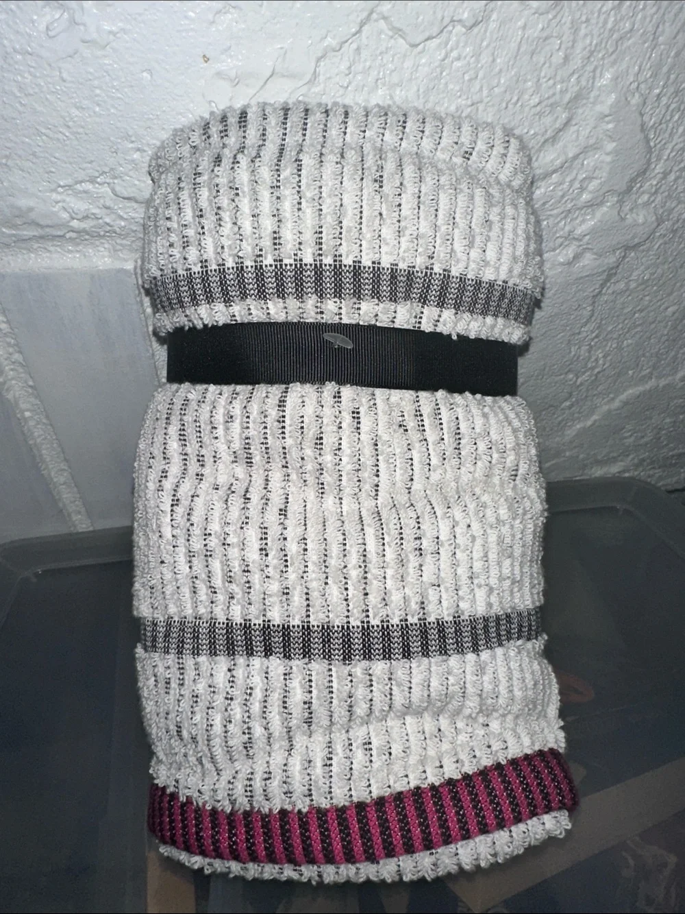 DKNY Striped Terry hand towels gray / magenta stripe  set-2 all cotton